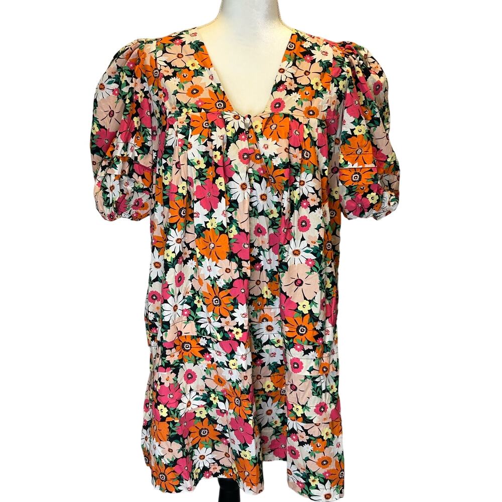 Karlie floral puff sleeve v-neck babydoll dress Size Small